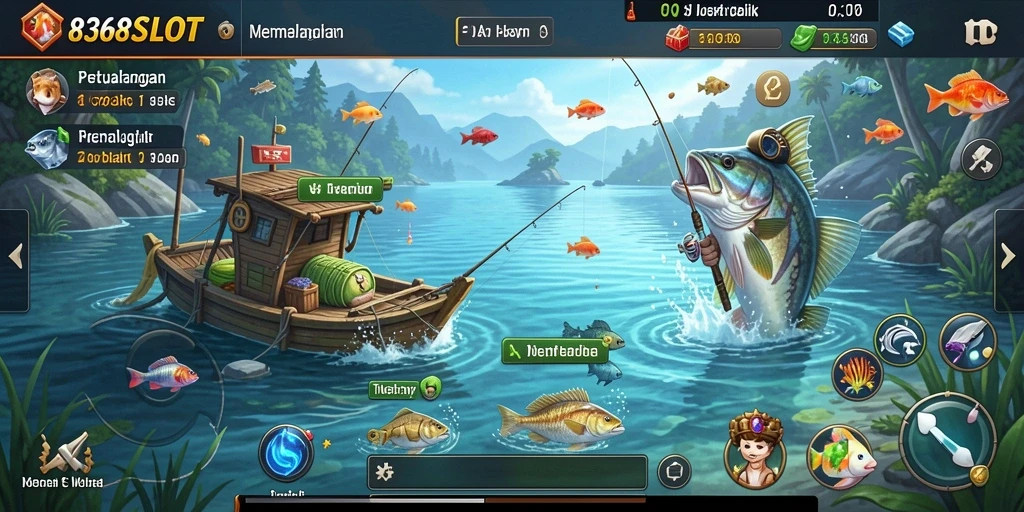 Tampilan mendalam gameplay 8368SLOT yang penuh aksi memancing.