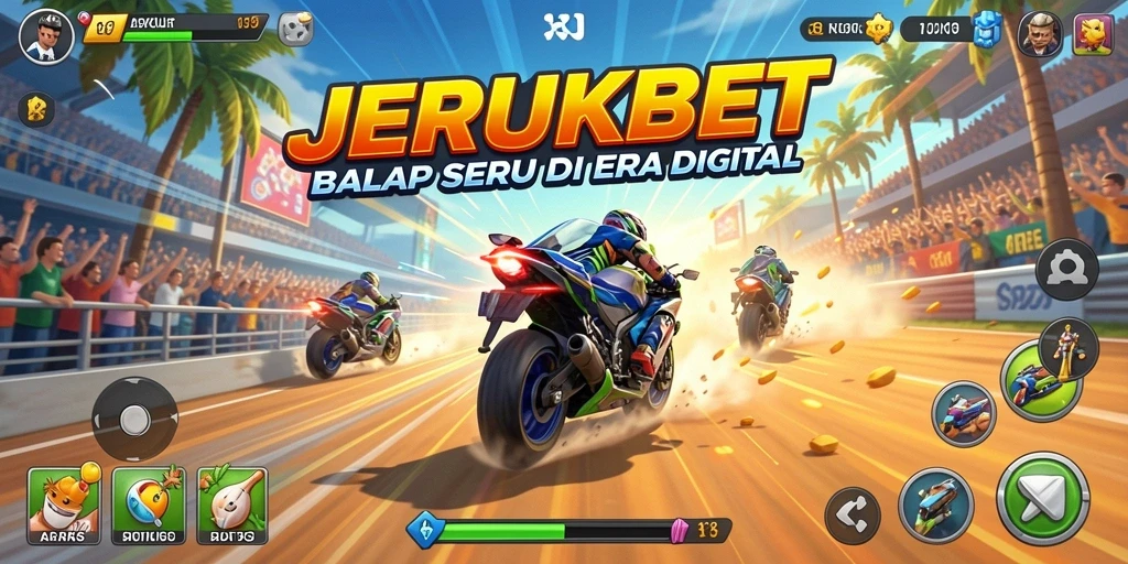 Screenshot gameplay yang menampilkan aksi balap seru di JERUKBET.