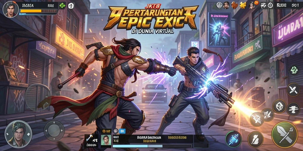 Tangkapan layar menunjukkan aksi pertarungan seru di JKT8.