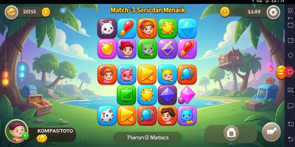 Tampilan gameplay menarik di KOMPASTOTO dengan elemen warna-warni.