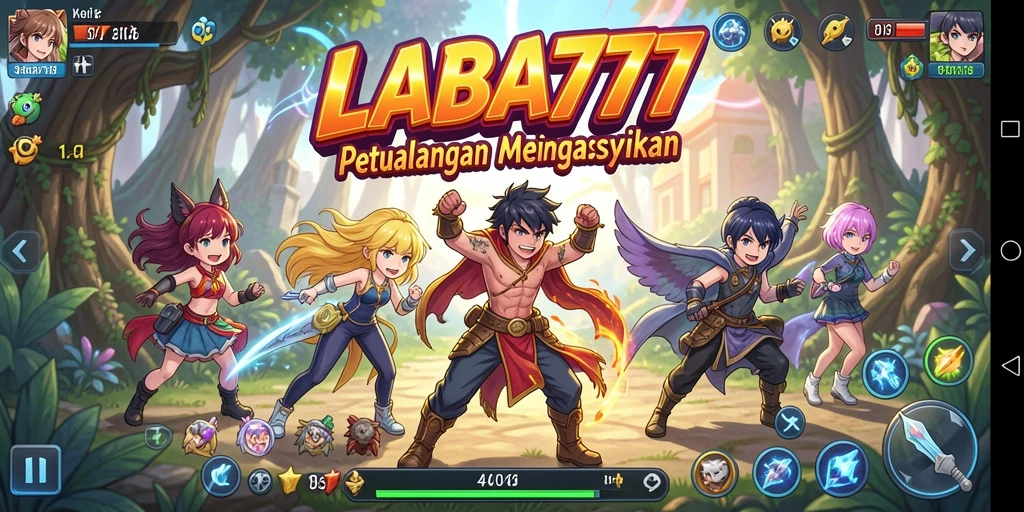 Tampilan gameplay menakjubkan dari LABA777 dengan karakter anime ikonik.
