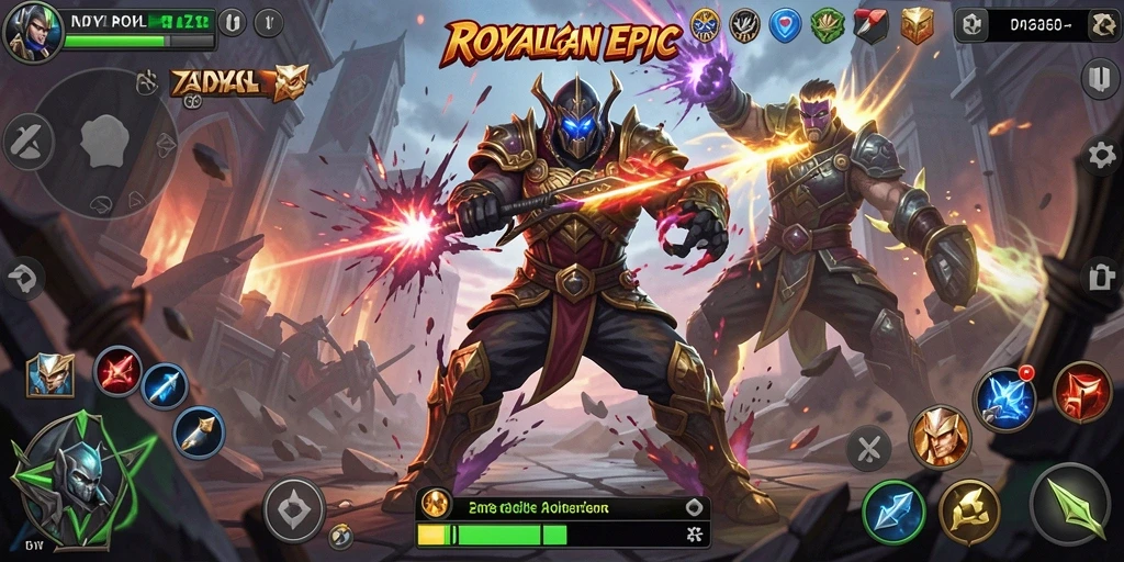 Screenshot menunjukkan pertarungan seru dengan grafik menakjubkan.