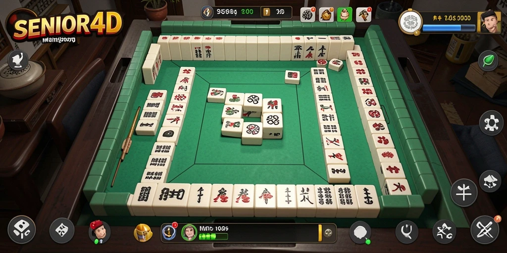 Tampilan gameplay Mahjong yang menakjubkan di SENIOR4D.