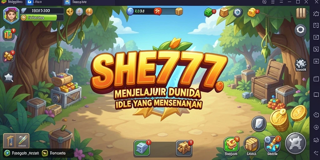 Screenshot gameplay SHE777 menampilkan aksi karakter dalam mode Idle yang menarik.
